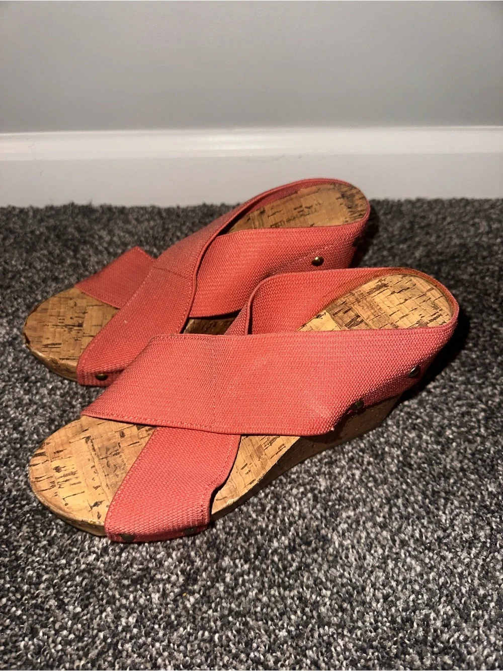 Montego Bay Club Coral Cross-Strap Cork Wedge Sandals